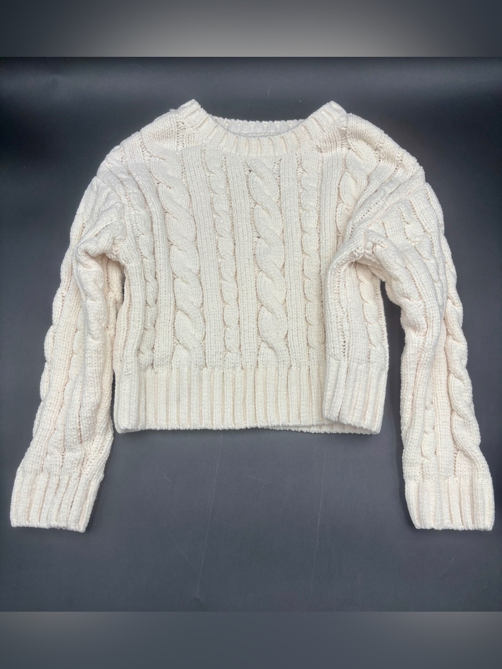 Wonder Nation Girls Cropped Cable-Knit Pullover Sweater (Medium 7-8)